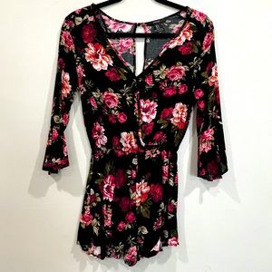 Floral Flowy Bell Sleeve Romper